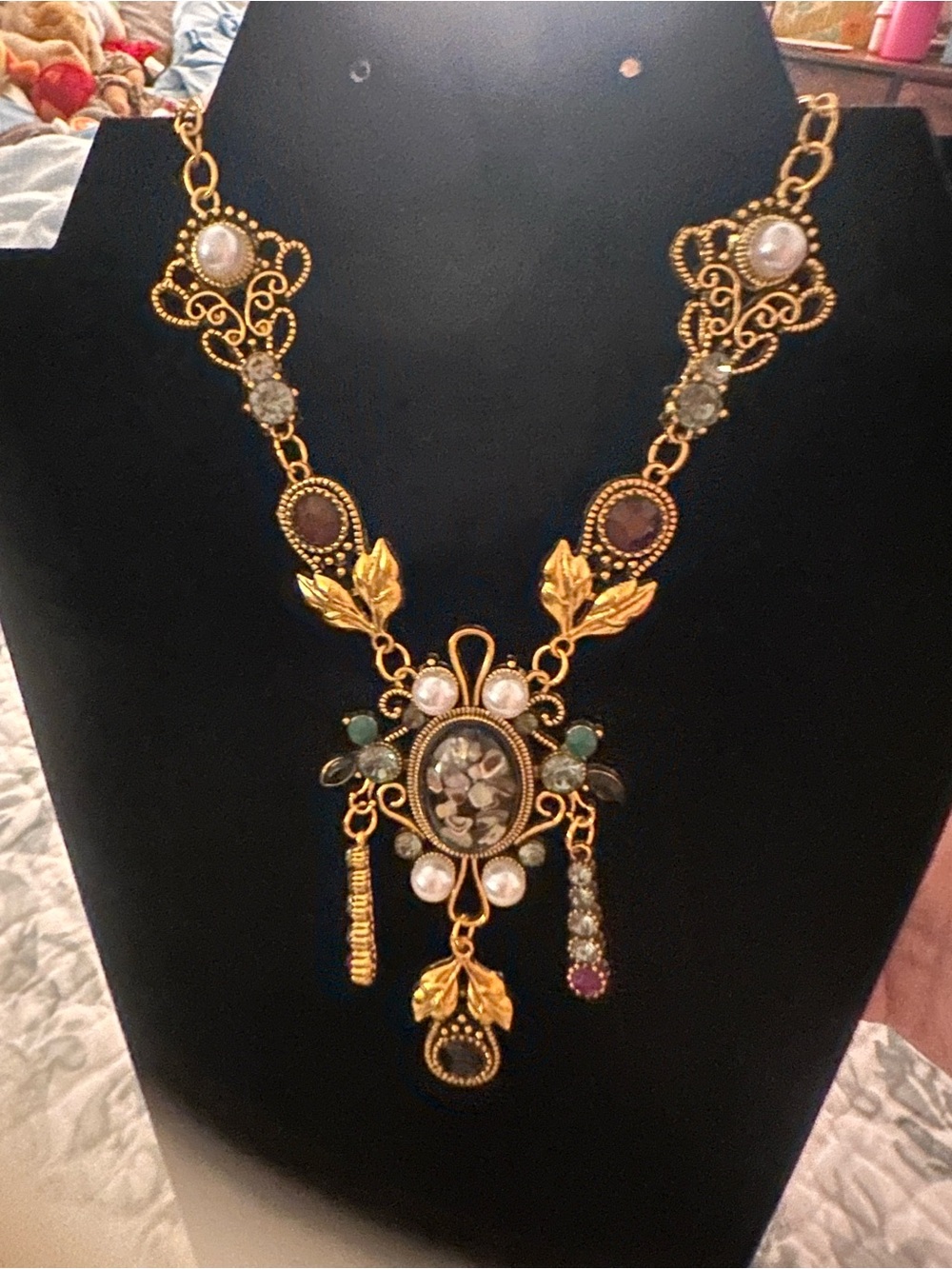 Gold-Tone Floral Pendant Statement Necklace - Women's Jewelry